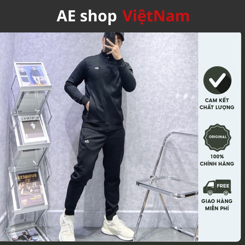 Bộ Lacoste thu đông AE899, Bộ thể thao dài tay chất nỉ cao cấp hàng hiệu