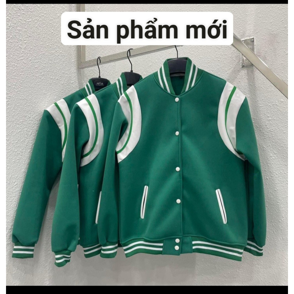 Áo khoác bóng chày nam nữ cầu vai và túi phối da,chất vải nỉ cotton,chuẩn fom.