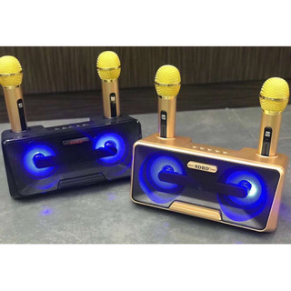 Tặng kèm 2 micro không dây, loa karaoke bluetooth sd301, âm thanh vang vòm sống động, hát karaoke cực hay