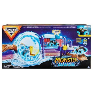 Monster Jam: Bộ Megalodon Monster wash với khu rửa xe, lau xe, bệ xoay,..