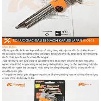 Bộ lục giác trắng. đầu bi 9 món Kapusi - Không trờn thép cao cấp