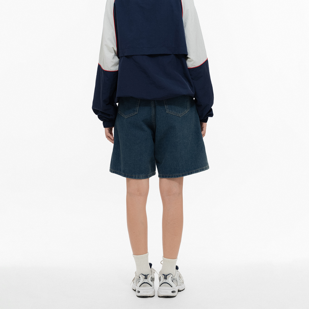 Quần short nữ xếp li Owlbrand Pleated/Xanh dậm