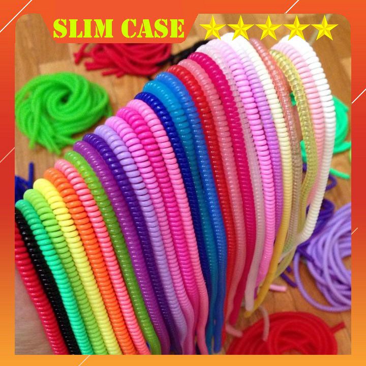 Dây cuốn cáp sạc và nghe điện thoại lò xo nhiều màu sắc chống rối, đứt gãy
