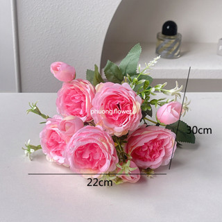 Bó hoa Hồng giả mẫu đơn bằng lụa 30cm 5 bông lớn làm bó hoa chụp ảnh decor phòng khách trang trí tiệc cưới tuyệt đẹp