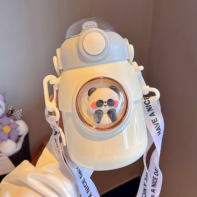 Bình nước giữ nhiệt 700ML INOX 316, bình giữ nhiệt cho bé có dây đeo tặng kèm sticker 2D, 3D, bộ rửa bình B12