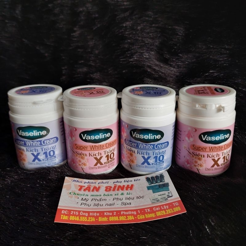 siêu kích trắng vaseline 10x dùng để trộn các loại mỹ phẩm như kem body ủ trắng mặt nạ giúp tăng độ trắng mịn