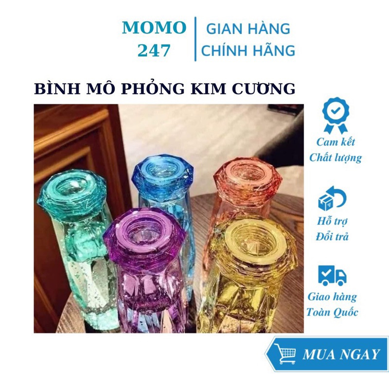 Bình Đựng Nước Thủy Tinh Mô Phỏng Kim Cương dung tích 450ml