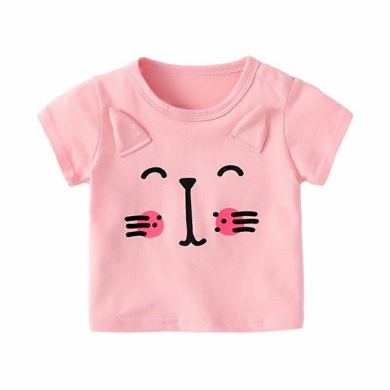 Áo thun cộc tay mặt hoạt hình gắn tai siêu cute cho bé 8-18kg