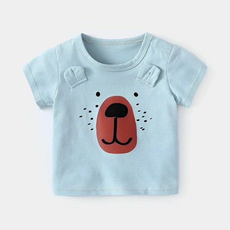 Áo thun cộc tay mặt hoạt hình gắn tai siêu cute cho bé 8-18kg