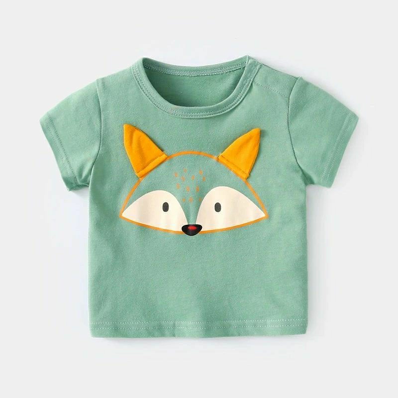 Áo thun cộc tay mặt hoạt hình gắn tai siêu cute cho bé 8-18kg