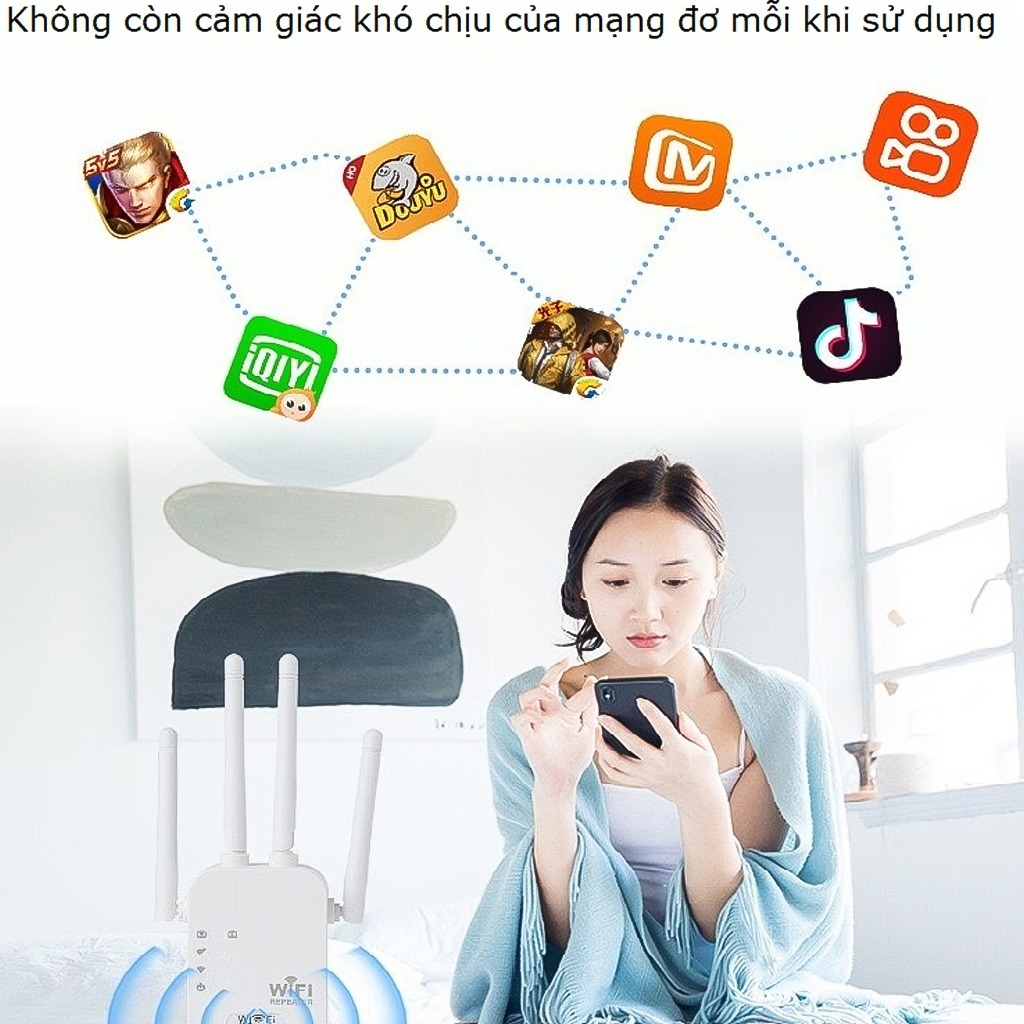 Bộ kích sóng wifi  4 râu tốc độ 300mbps phát xuyên tường kết nối xa sóng mạnh