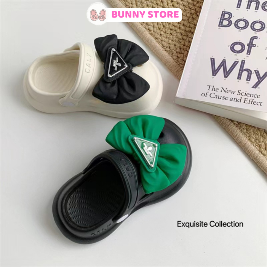 Dép bé gái cross gắn nơ siêu nhẹ Bunny Store, dép sục cho bé dành cho trẻ em từ 1 đến 4 tuổi chống trượt BN43