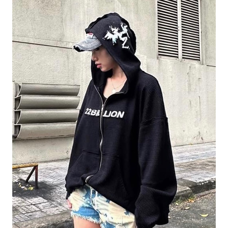 Áo đặc biệt Drg zip hoodie - black 22billion