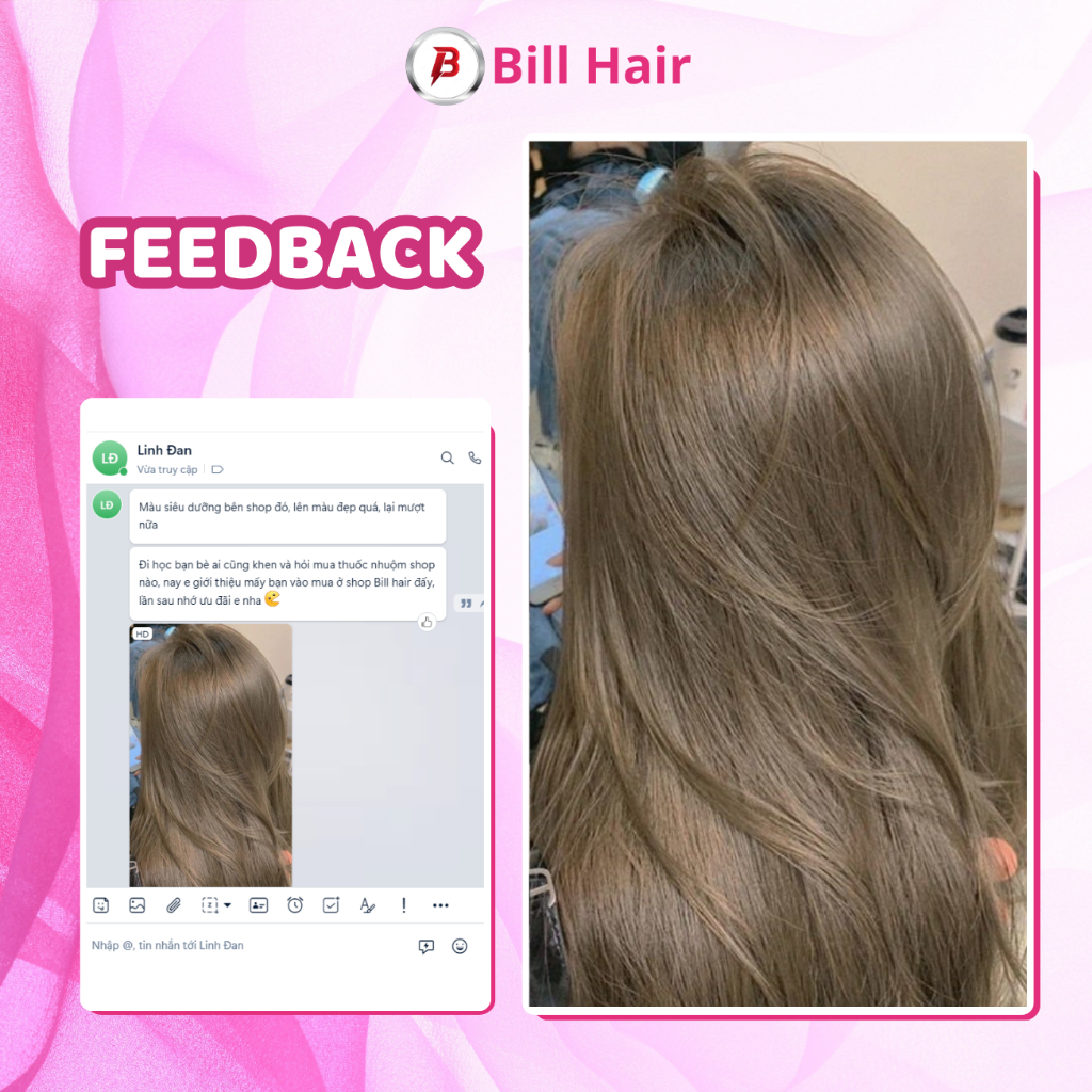 Thuốc nhuộm tóc NÂU LẠNH không tẩy, lên từ nền đen, tặng kèm trợ nhuộm và găng tay| Bill Hair, Billhair