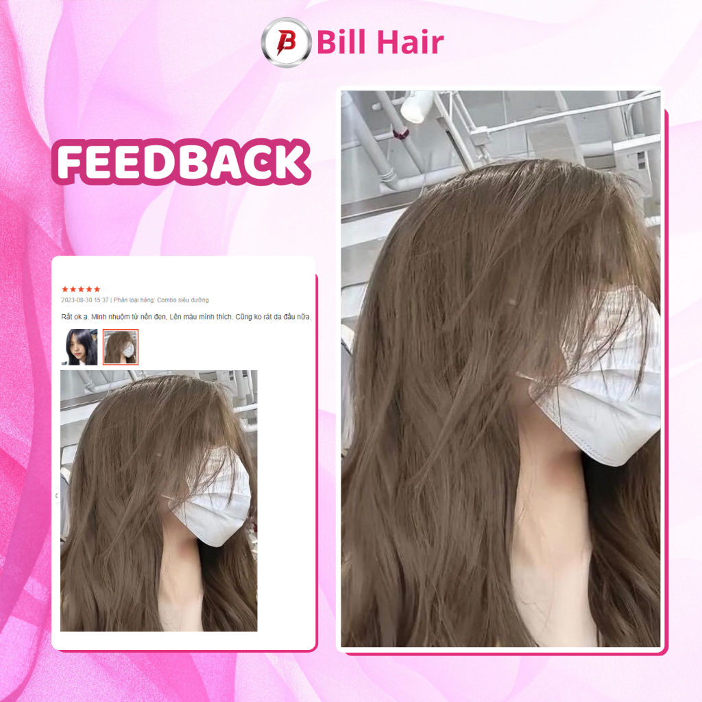 Thuốc nhuộm tóc NÂU LẠNH không tẩy, lên từ nền đen, tặng kèm trợ nhuộm và găng tay| Bill Hair, Billhair