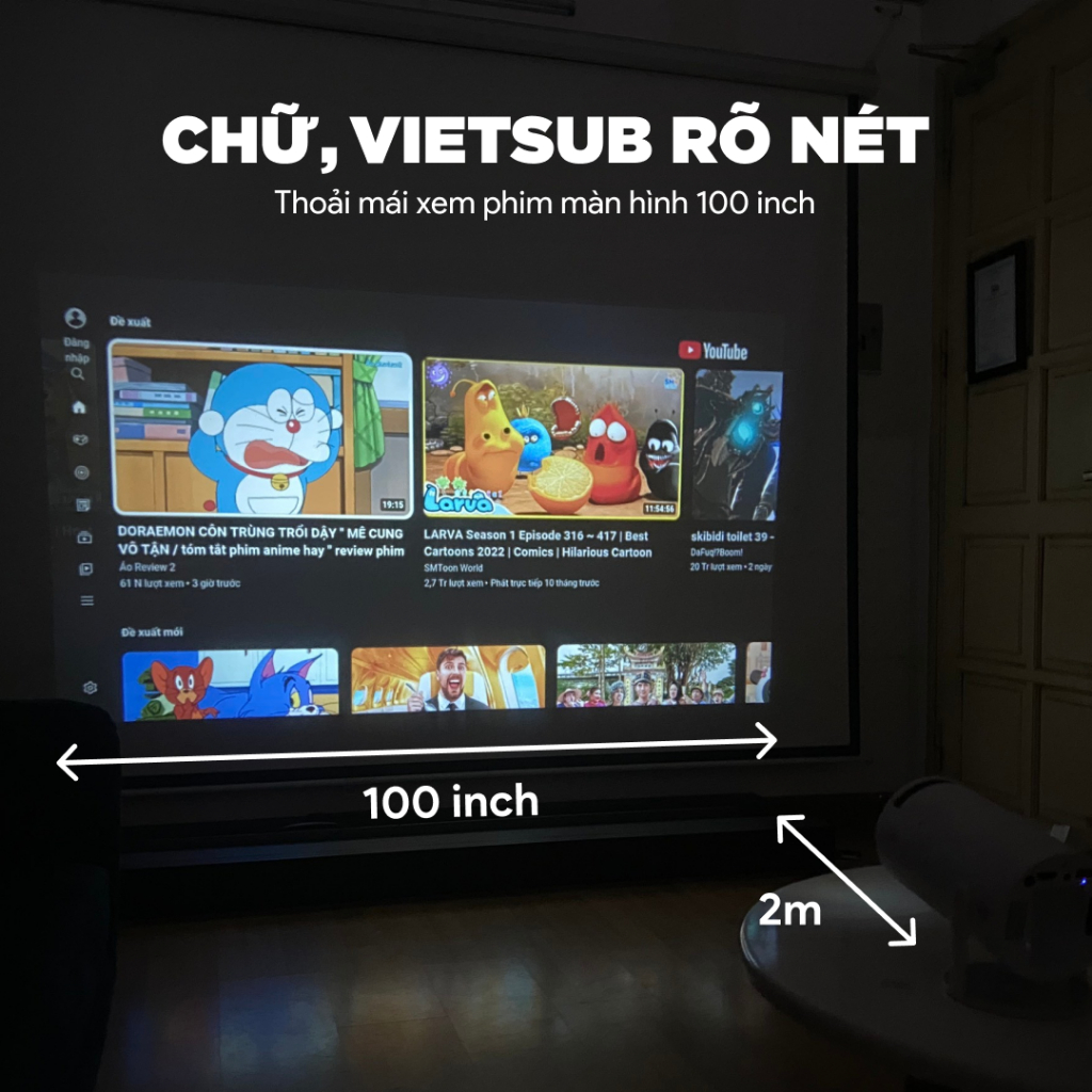 Máy chiếu mini AUN HY300 - Xoay 180 độ - Độ phân giải thực chuẩn HD - Độ sáng 150 ansi