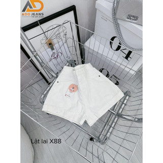 Quần short jean nữ, quần bò lưng cao lai lật cao cấp ADO JEANS