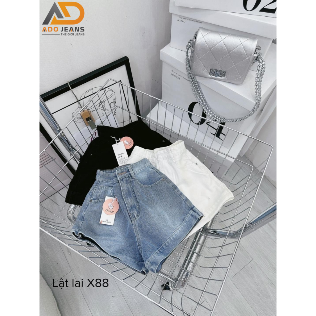 Quần short jean nữ, quần bò lưng cao lai lật cao cấp ADO JEANS (Mã X88) | BigBuy360 - bigbuy360.vn