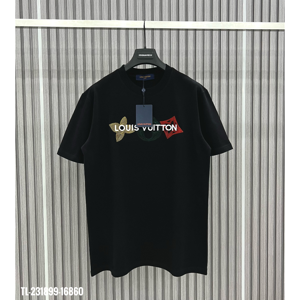 Áo Thun Nam Cao Cấp LV Logo Thêu 100% Cotton 250gsm Dày Dặn Hàng Siêu Cấp