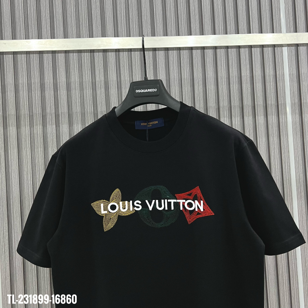 Áo Thun Nam Cao Cấp LV Logo Thêu 100% Cotton 250gsm Dày Dặn Hàng Siêu Cấp