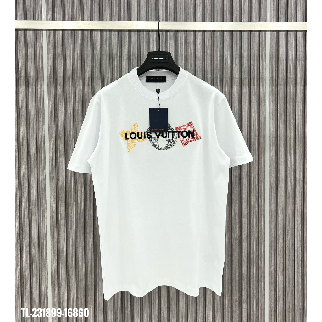 Áo Thun Nam Cao Cấp LV Logo Thêu 100% Cotton 250gsm Dày Dặn Hàng Siêu Cấp