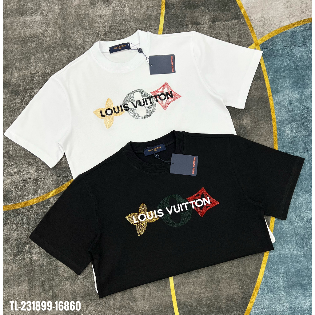 Áo Thun Nam Cao Cấp LV Logo Thêu 100% Cotton 250gsm Dày Dặn Hàng Siêu Cấp