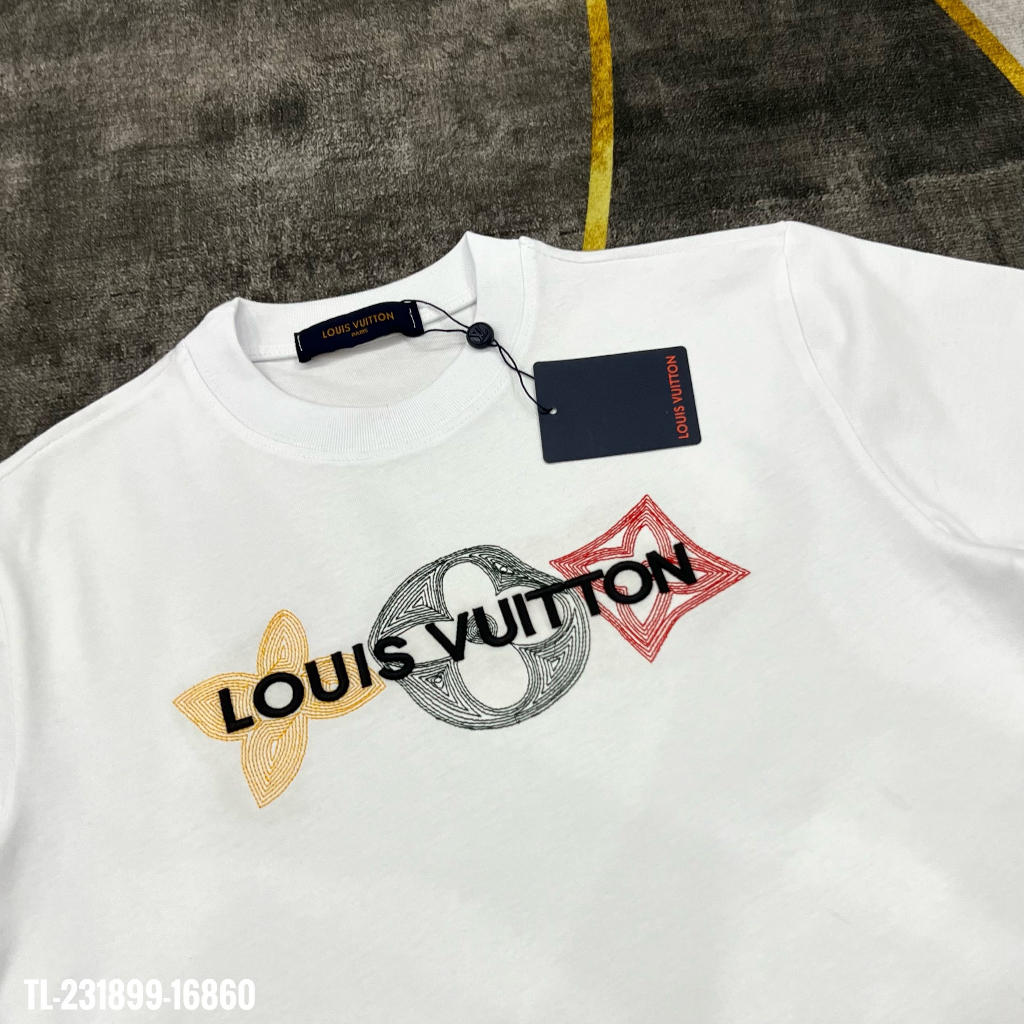 Áo Thun Nam Cao Cấp LV Logo Thêu 100% Cotton 250gsm Dày Dặn Hàng Siêu Cấp