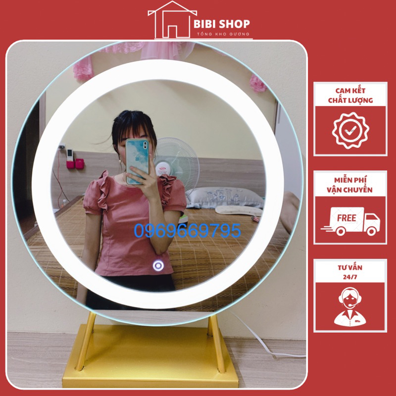 Gương để bàn , Gương trang điểm để bàn đèn led cảm ứng