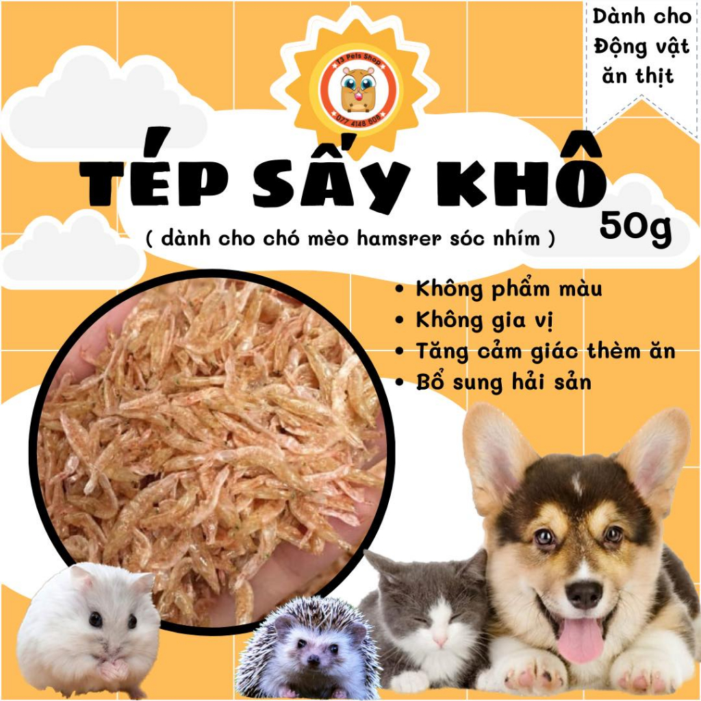 tôm tép sấy khô 50gr dành cho hamster