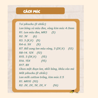(File PDF) Chart móc Doreamon Cosplay Pikachu dễ thương