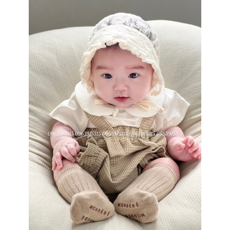 Mũ ren hoa đội đầu cho bé, mũ bonnet đội đầu tiểu thư cho bé.