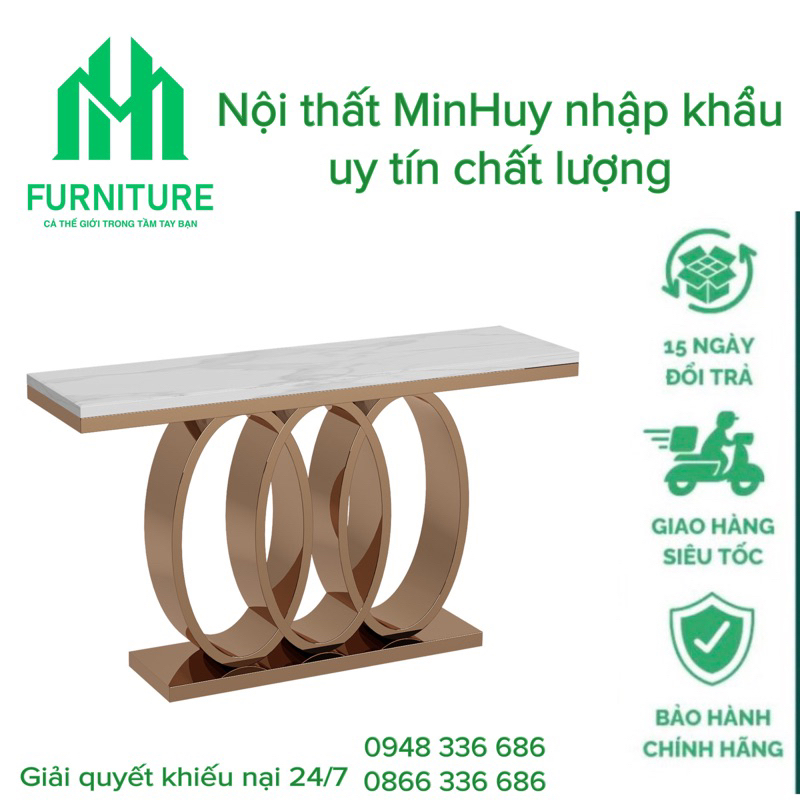 Kệ console chân sắt sơn tĩnh điện mặt đá ceramic cao cấp CS19