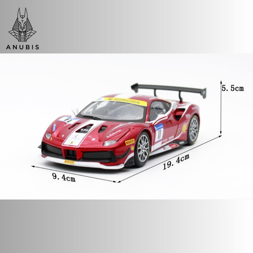 Mô Hình Xe Ôtô Kim Loại 1/24 Siêu Xe FERRARI 488 CHALLENGE FORMULA RACING Sẵn Đế Dùng Để Trưng Bày Bàn Làm Việc