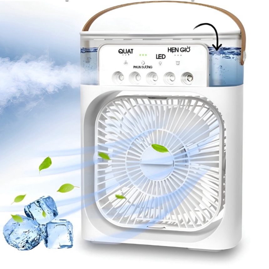 Quạt Điều Hòa Hơi Nước Mini 600ml , Quạt Phun Sương Tạo Ẩm Làm Mát Để Bàn
