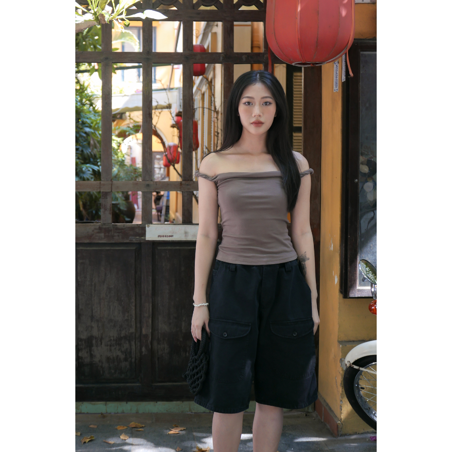 Áo cotton nữ xoắn vai Twist Top - oula.studios