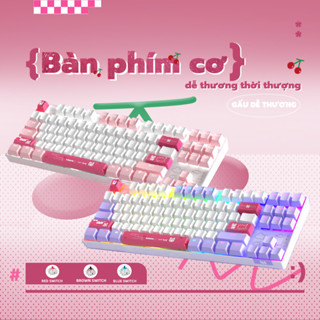 Bàn phím cơ gaming có dây/không dây ONIKUMA Brown/Blue/Red switch 87 phím White/Pink/Purple,có đèn RGB, cho máy tính