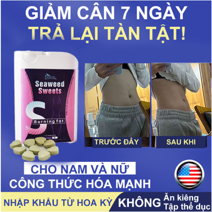 Giảm cân trong 7 ngày 3-7kg SEAWEED SWEETS giảm cân cấp tốc giảm mỡ bụng Không có tác dụng phụ