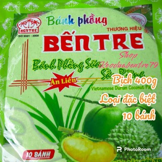 Bánh phồng sữa lá dứa sầu riêng hiệu Bến Tre loại đặc biệt ( bịch 10 bánh 400g)