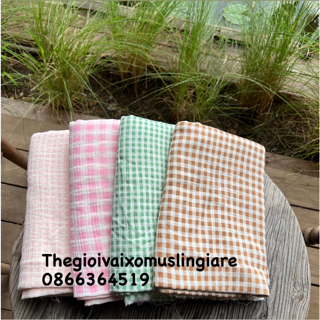 Muslin Caro Hồng - Hồng nhí - Xanh - Nâu Thế Giới Vải Xô