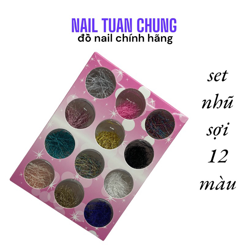 Set Kim Tuyến Sợi 12 Màu Trang Trí Móng
