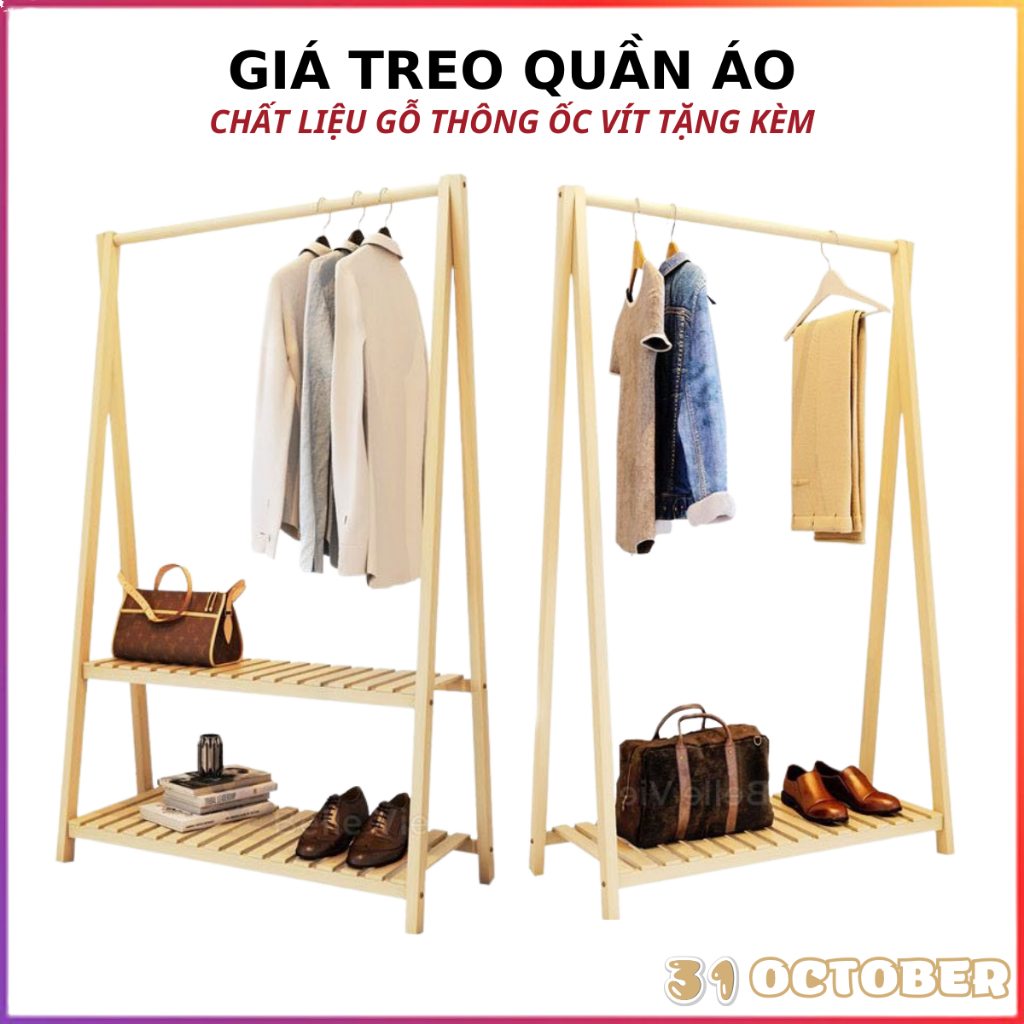 Giá Treo Quần Áo - Kệ Treo Quần Áo Chữ A, Gỗ Thông Phong Cách Đơn Giản Phong Cách Hiện Đại