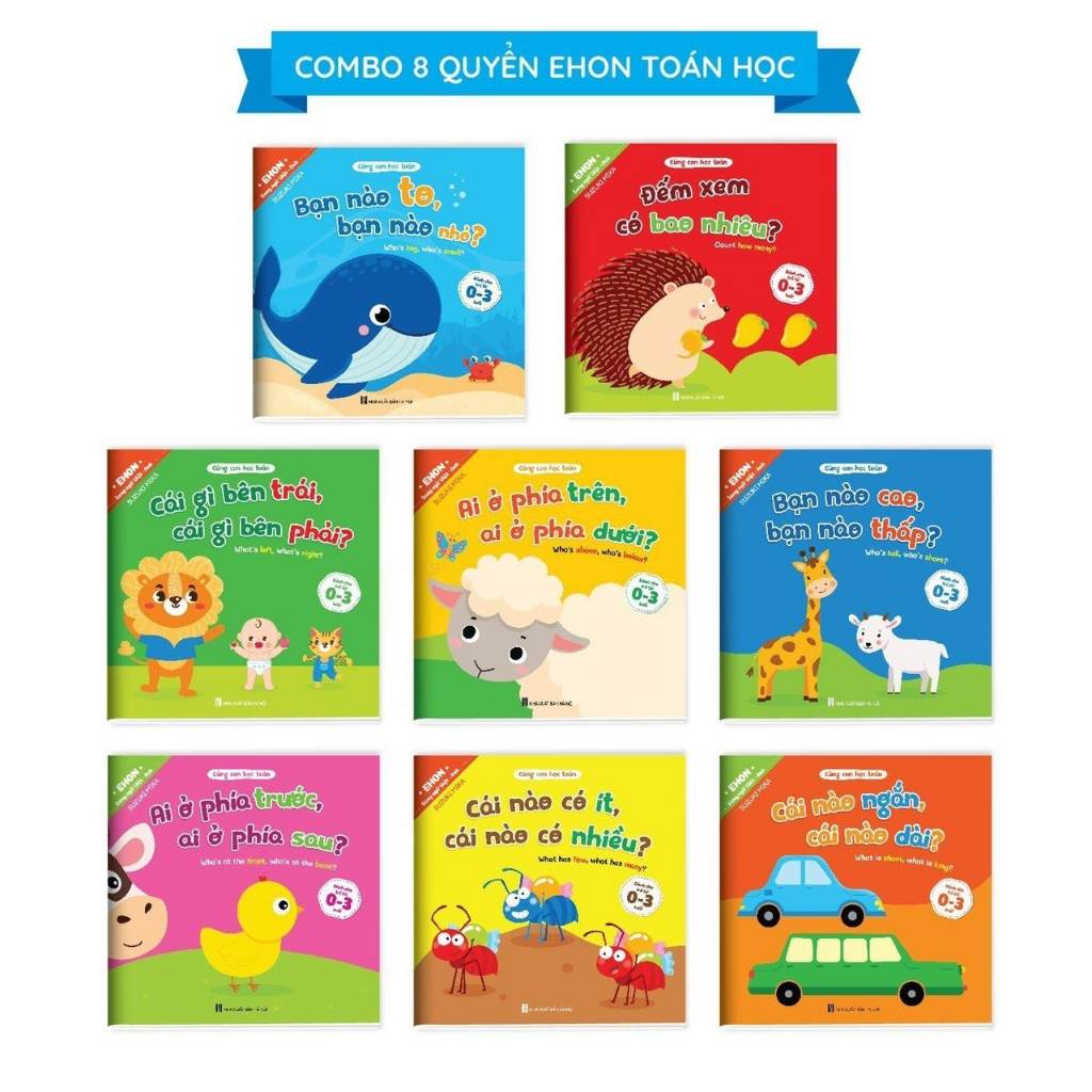 Sách Ehon toán học đầu đời cho bé từ 0-3 tuổi Cùng con học toán (song ngữ Việt Anh)