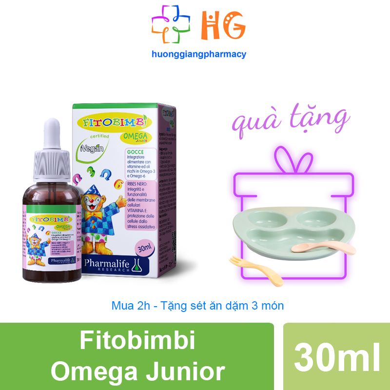 Fitobimbi omega junior Bổ não trẻ em Omega 3 Bổ mắt cho bé Phát triển trí não cho trẻ Tăng sức đề kháng Vitamin Lọ 30ml