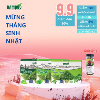 Combo bột cần tây+ bột rau má + bột chùm ngây BAMBOO nguyên chất, siêu mịn 60g/ 20 gói