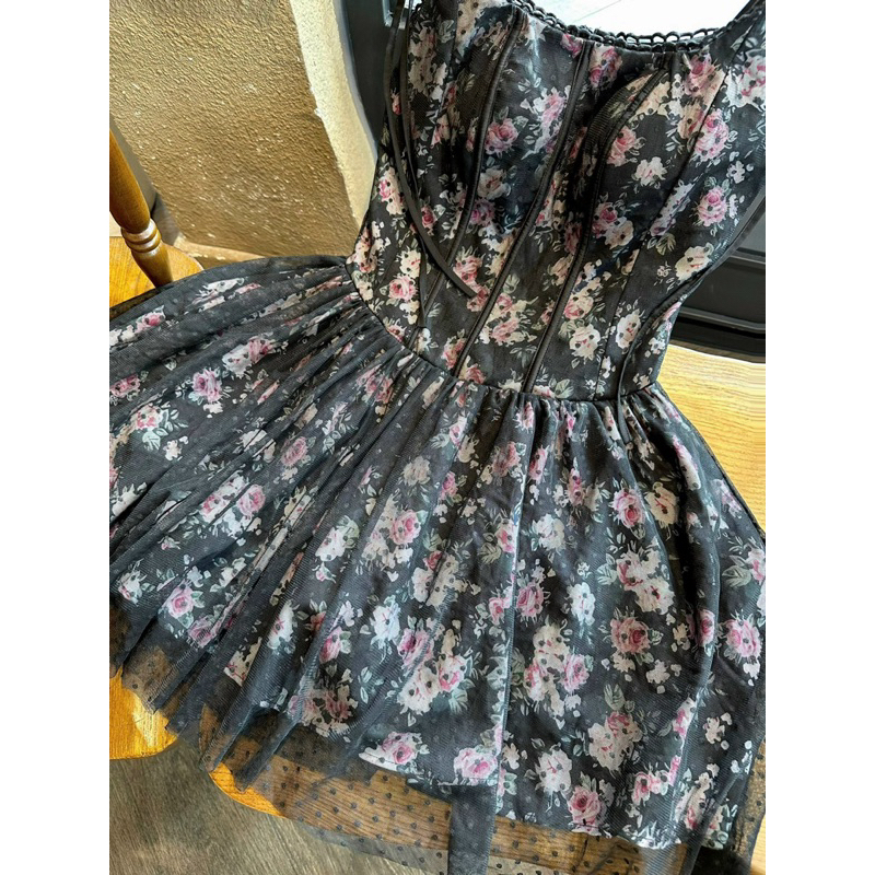 ĐẦM HOA HAI DÂY CORSET