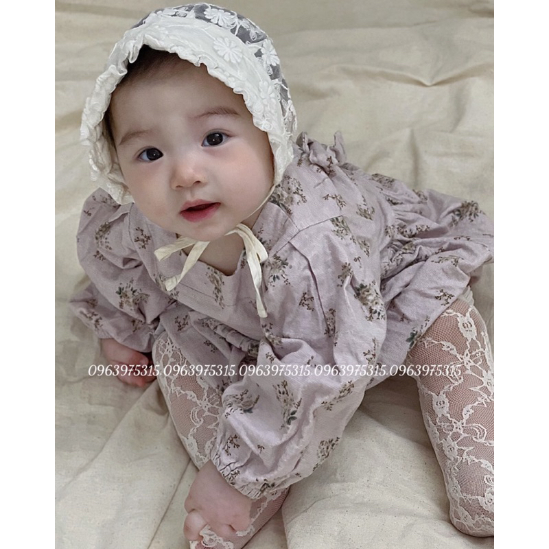 Mũ ren hoa đội đầu cho bé, mũ bonnet đội đầu tiểu thư cho bé.