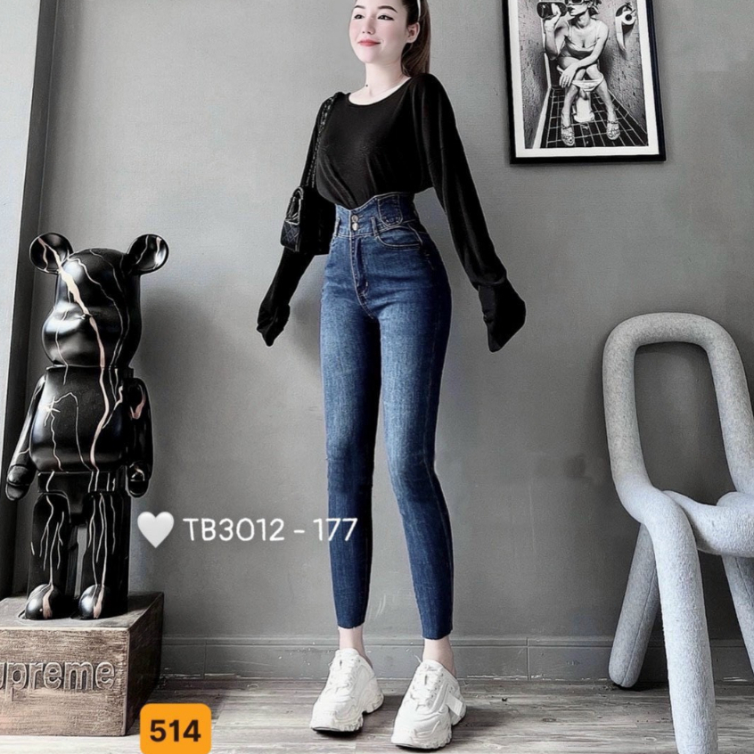Quần jean nữ co giãn, quần bò lưng cao 9 tấc dáng ôm body cạp cao nhiều mẫu anhkhoi68_shop ms603
