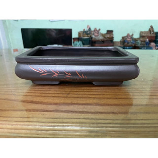 Chậu bonsai gốm Bát Tràng dáng chữ Nhật kích thước phủ bì 20x12x6cm