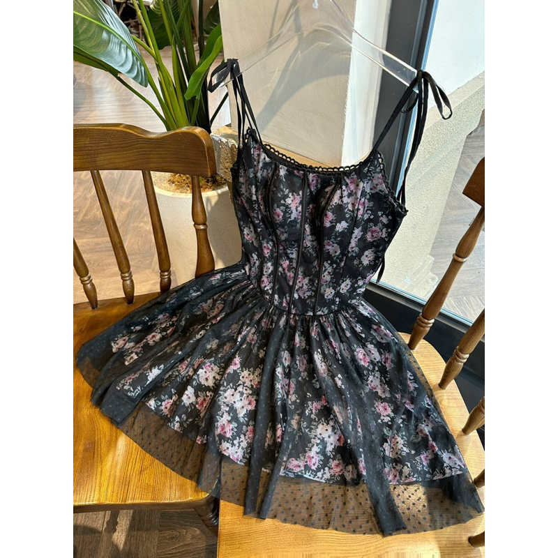 ĐẦM HOA HAI DÂY CORSET