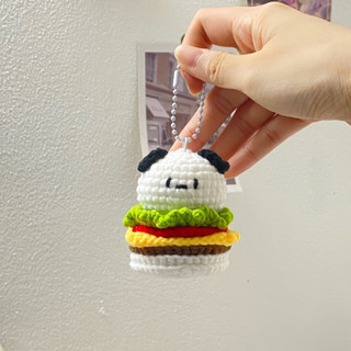 Móc khoá hamburger cún bằng len